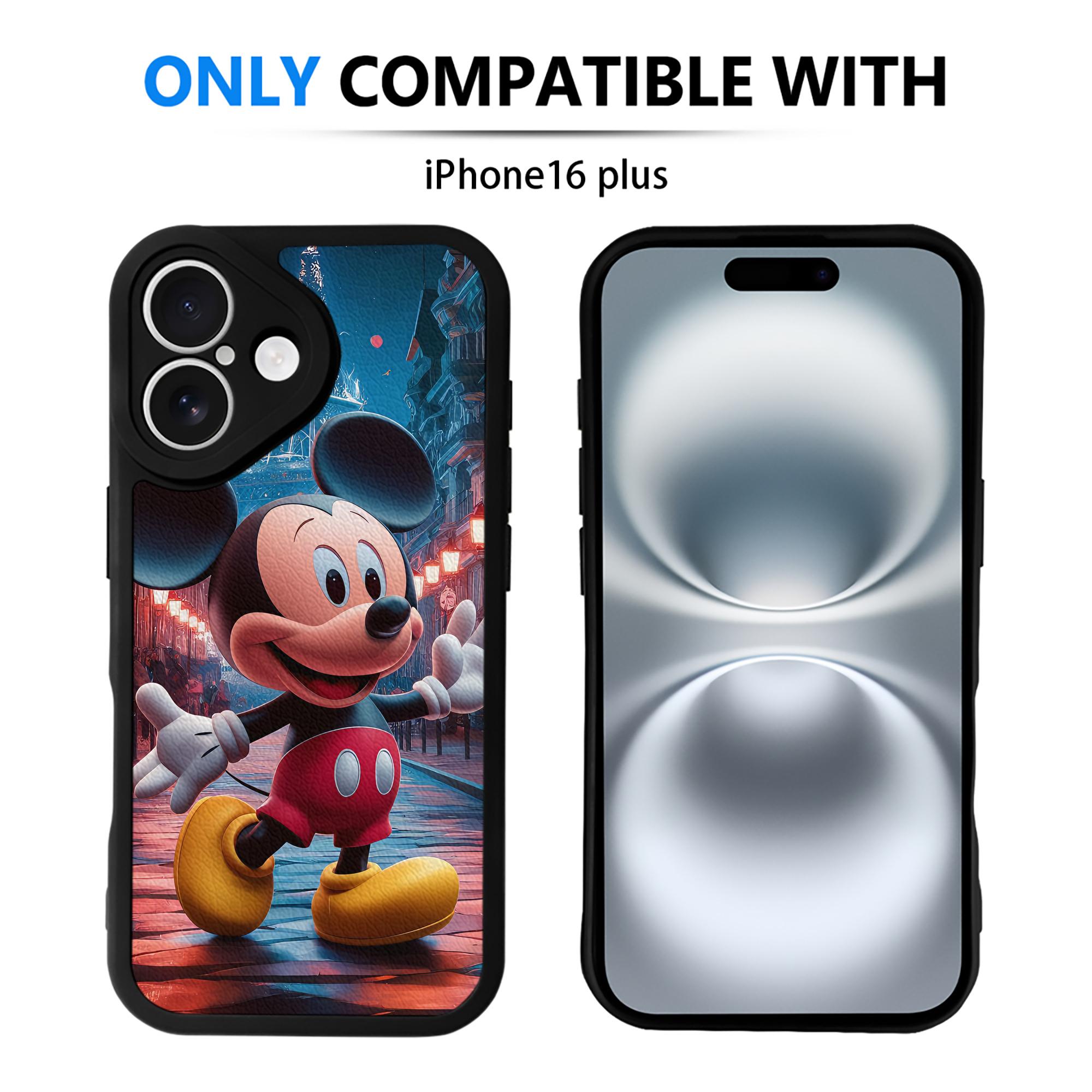 （画像用） ミッキーマウス Mickey Mouse 【iPhone 16シリーズ対応】シリコンスマホケース（レザー調） 材質：シリコン